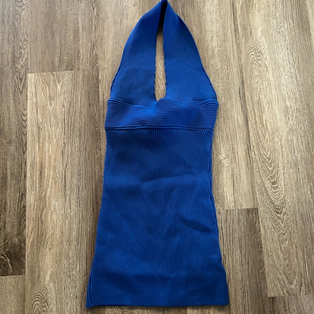 Blue halter dress